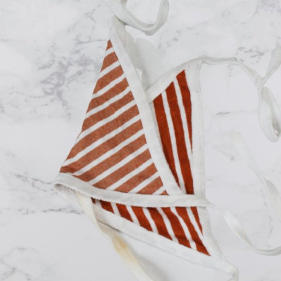 Brown and White Stripe Bikini Halter - Picture 3 of 6